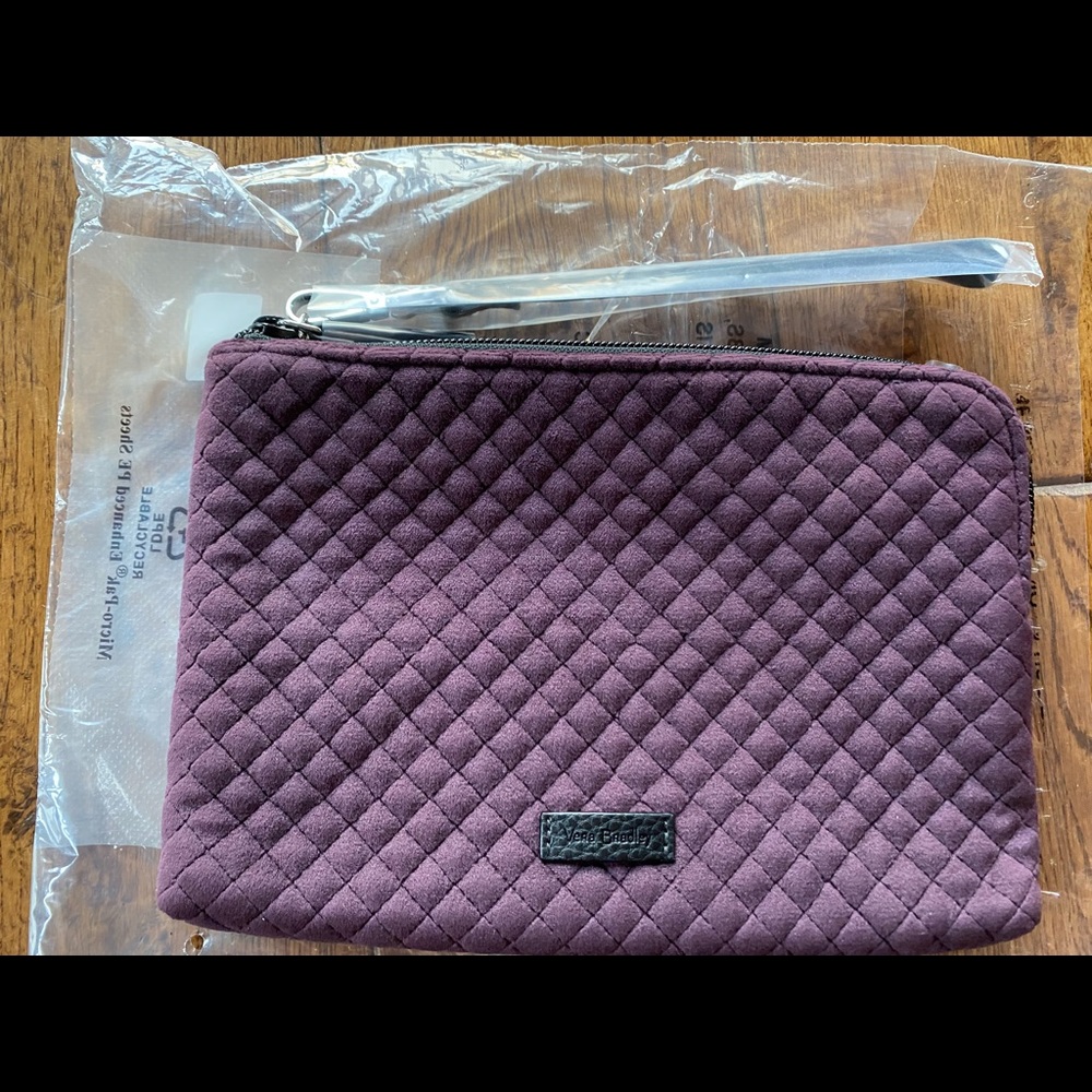 Vera Bradley iconic pouch wristlet blackberry wine color. Velvet fabric